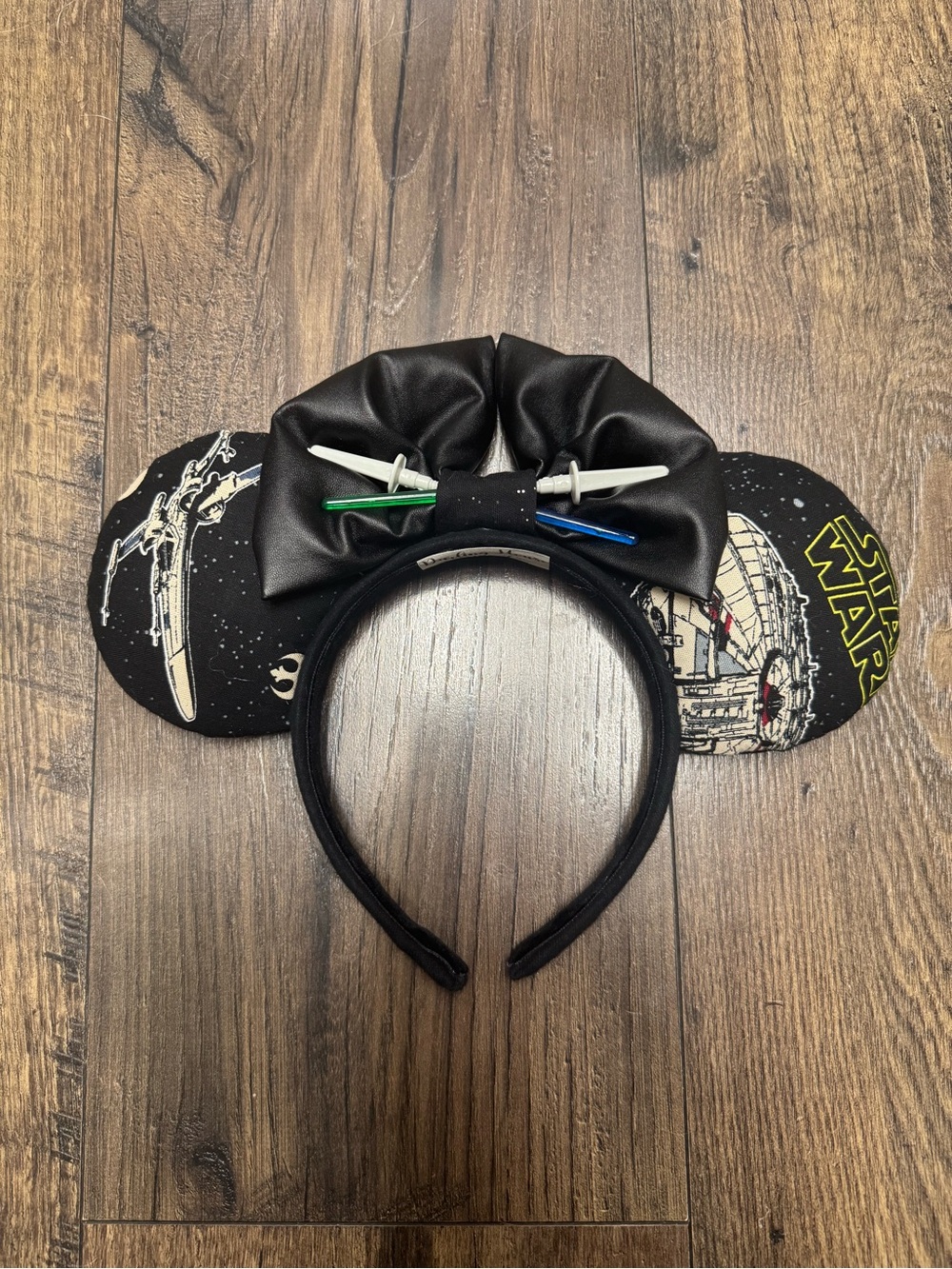 Star Wars Themed Minnie Mouse Disney Ear Headband with Lightsaber Bow